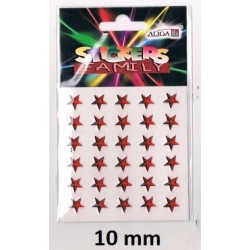 ALIGA Naklejki GWIAZDKI CZERWONE 10mm / 30szt blister  / NKX-5023